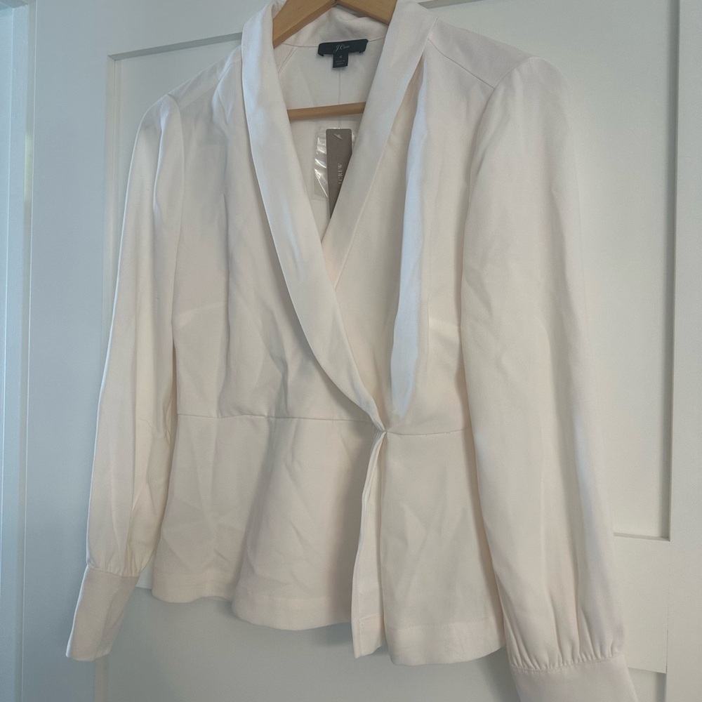 White Wrap Blazer Style Blouse